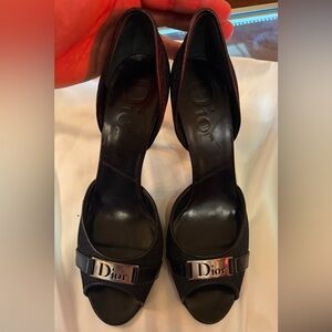 Christian Dior D’Orsay Black Open-Toe Heels 38.1/2
